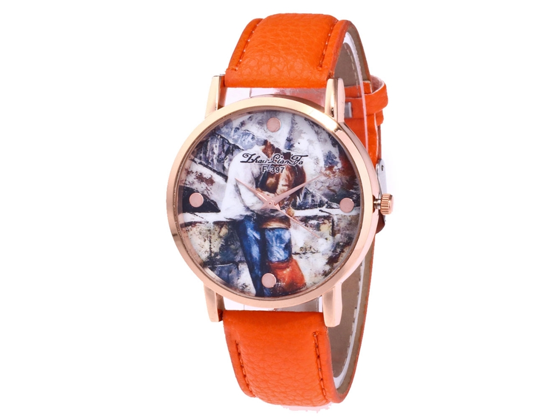 Reloj De Pulsera De Cuarzo Zhoulianfa F-397a Naranja Para Mujeres Hombres Estudiantes