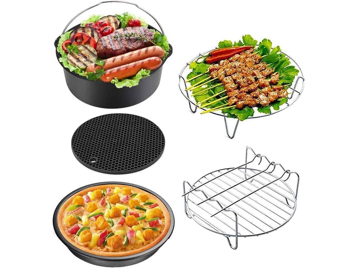 Conjunto De 5 Acessórios Para Fritadeira A Ar, Acessórios Universais Para Fritadeira A Ar De 7 Polegadas Com Molde De Silicone, Compatível Slowmoose
