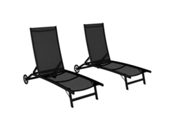 Conjunto de 2 Espreguiçadeiras de Alumínio com Tecido, Rodízios, Suporta 150kg AQUAFORGE
