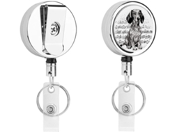 Porta Crachás Metálicos em Formato Salsicha, Retréteis, Porta Crachás Reforçados, Chaveiros, Porta Crachás