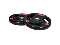 Conjunto Placas 2 2x10 Kg Ø5 Cm Peso Aço Borracha Furo Alças Para Uso Manual
