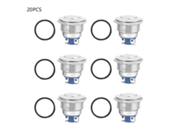 Interruptor De Botão Momentâneo De Metal 22mm À Prova D'água Com Recarga Automática De Cabeça Redonda 2-pino 20pcs