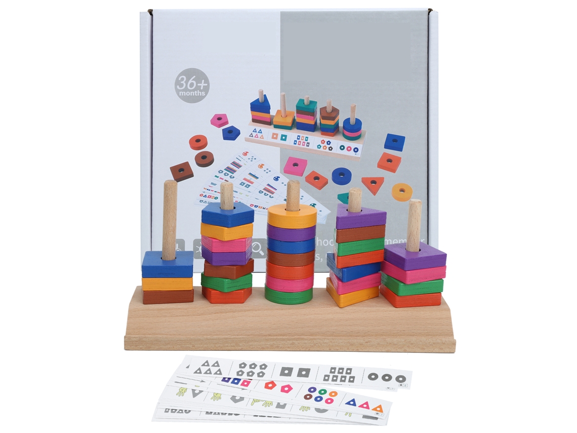 Brinquedo De Madeira Para Crianças De Pareamento De Cores E Formas Geométricas Educativo