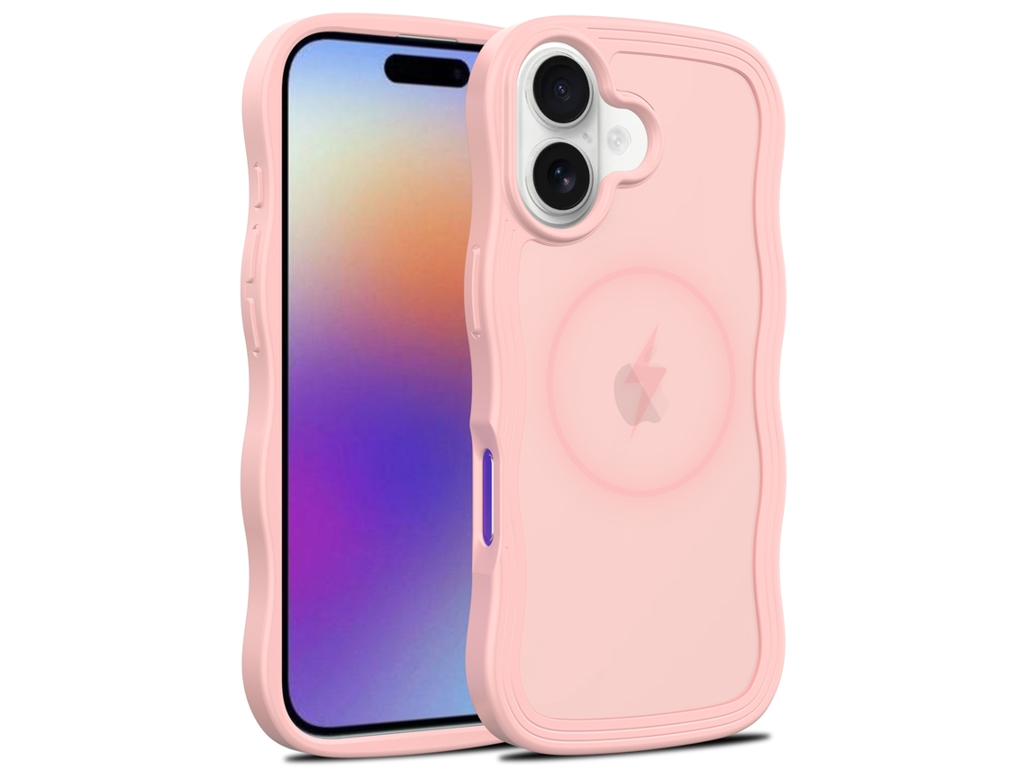 Capa Para Iphone 17, Compatível Com Magsafe, Moderna, Fofa, Ondulada, Transparente, Fosca, À Prova De Choque, Para Iphone 17 De 6,3 Polegadas, Rosa.