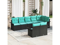 Vidaxl Conjunto De Sofá De Jardim 8 Unid. Preto Vime Pe