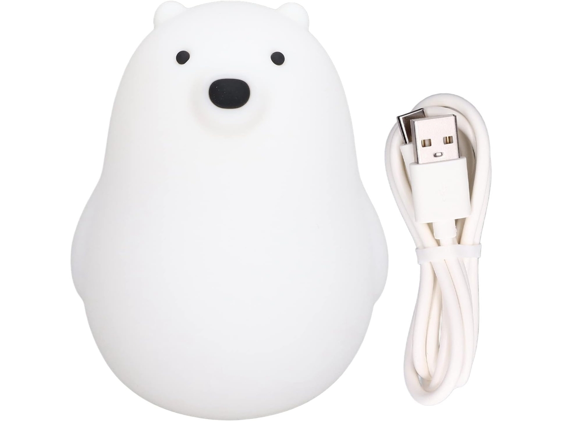 Luminária Noturna Led Com Desenho De Urso Branco Bebê, Carregamento