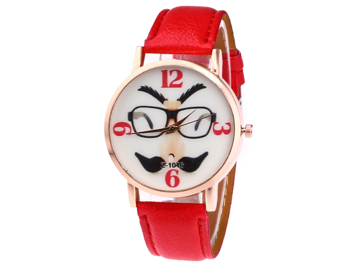 Relógio de pulso Zhoulianfa Quartz com pulseira de couro PU para mulheres e homens (vermelho)