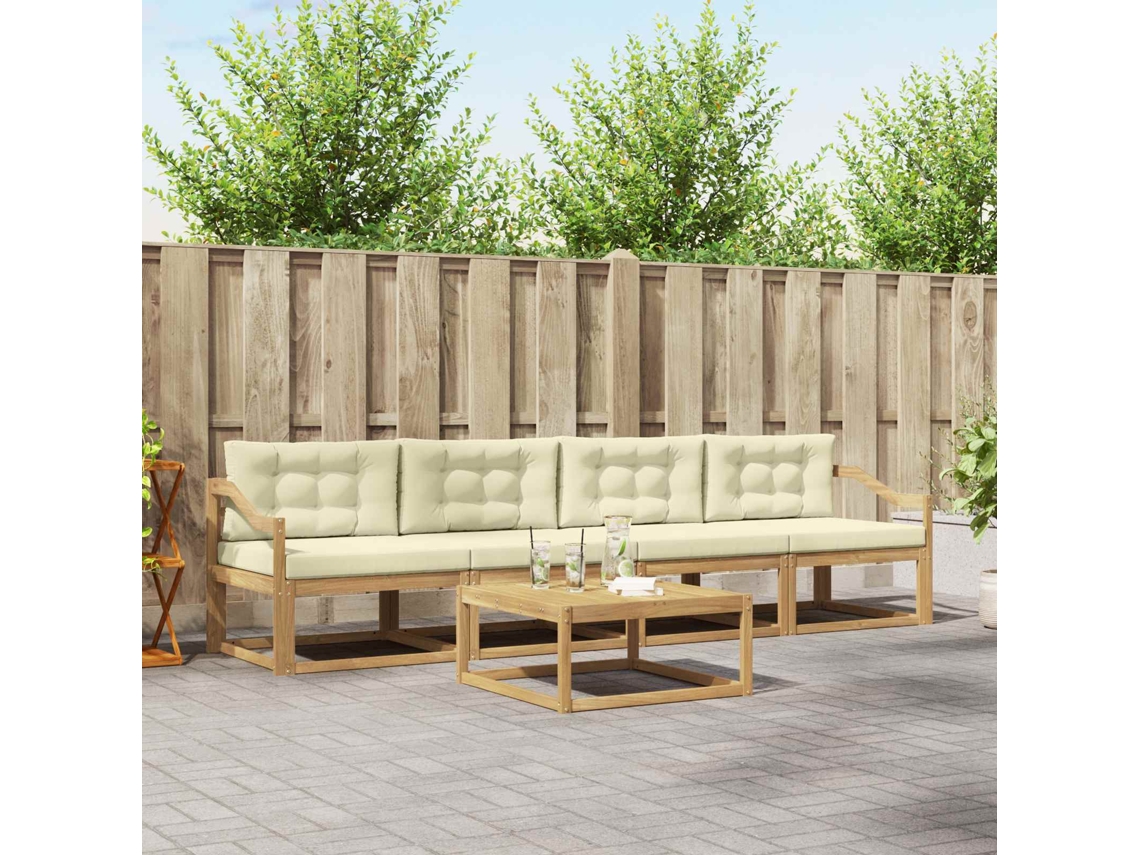 Vidaxl Conjunto De Sofás Para Exterior 4 Unid. Branco E Creme