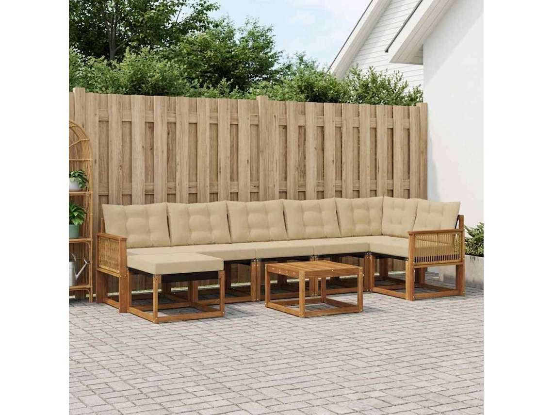 Vidaxl Conjunto De Sofás Para Exterior 8 Pcs Natural E Bege