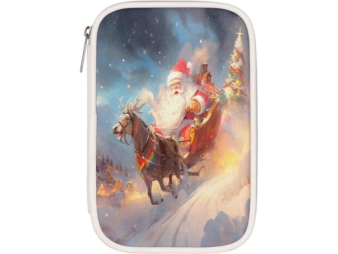 Estojo Lápis Papai Noel Na Neve, Porta Canetas, Organizador de Material Escolar, Estojo Lápis, Caixa