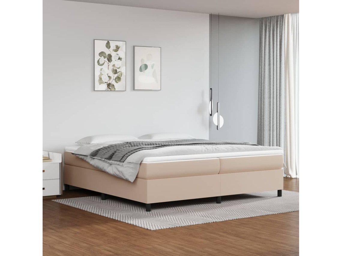 Vidaxl Estrutura De Cama Com Molas 200x200 Cm Couro Artificial Cappuccino