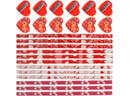 Conjunto De Papelaria Para O Dia Dos Namorados, 60 Peças– 20 Lápis De Madeira Hb, 20 Borrachas Em Formato De