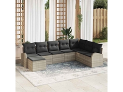 Vidaxl Conjunto de Sofá de Jardim com Almofada 8 Pcs Cinzento claro