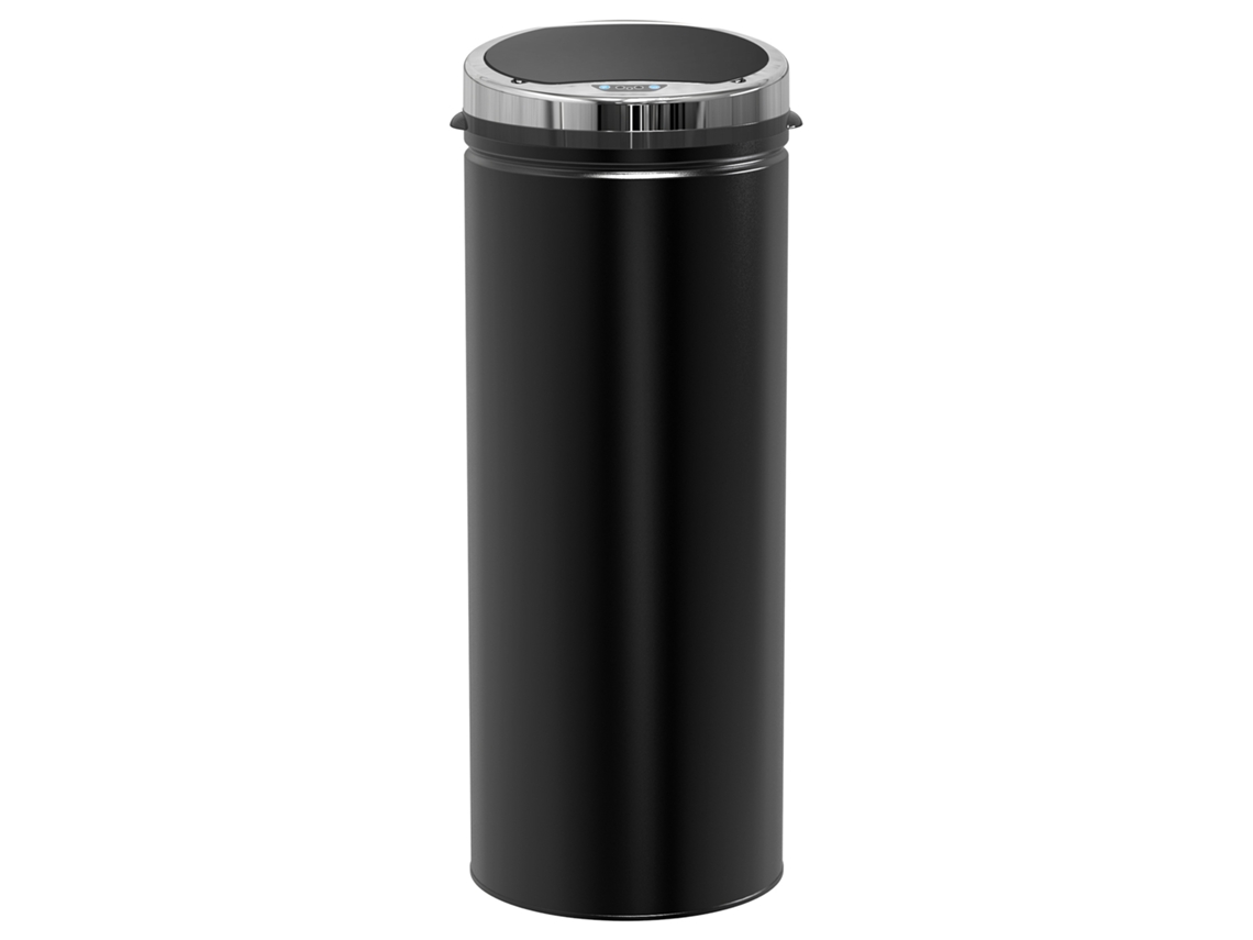 Balde Do Lixo Automático 50l Com Tampa De Fecho Suave E Silencioso Corpo Em Aço Inoxidável Preto