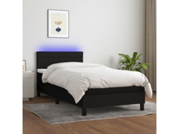 Vidaxl Cama Box Spring C/ Colchão E Led 80x200 Cm Tecido Preto