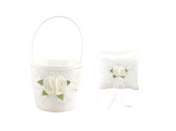 Laxiscreed Almofada De Anéis Com Renda De Flores Brancas - Perfeita Para Casamentos