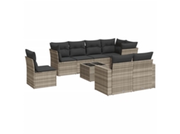 Conjunto de 9 Sofás Jardim com Almofadões Vime Pe Cinzento Claro MAISON EXCLUSIVE (90x200 cm)