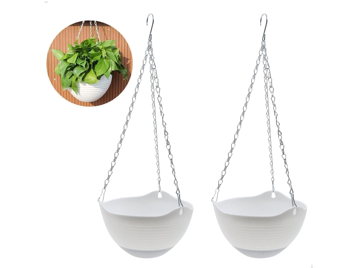 Vaso De Flores Suspenso Para Varanda Cesto Suspenso De Plástico Com Gancho De Corrente Decoração De Parede,interior,exterior Btforus