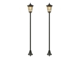 Conjunto De 2 Candeeiros Solares De Jardim Com Altura Ajustável, 2 Modos De Brilho E Ip44 Impermeável Para Terraço E Pátio, Preto