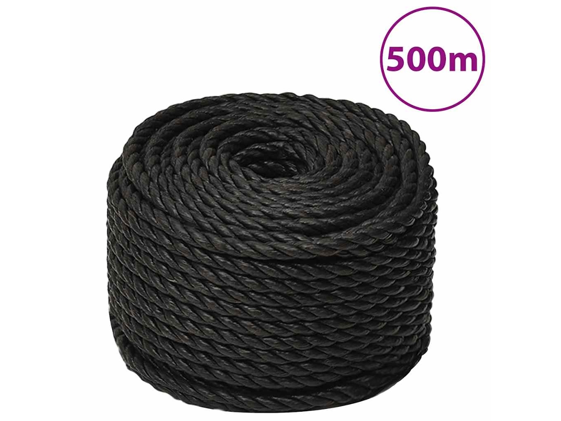 Vidaxl Corda De Trabalho 10 Mm 500 M Polipropileno Preto