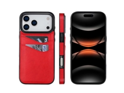 Capa Para Iphone 17 Pro Max - Couro Cor Lichia Com Compartimento Para Cartão