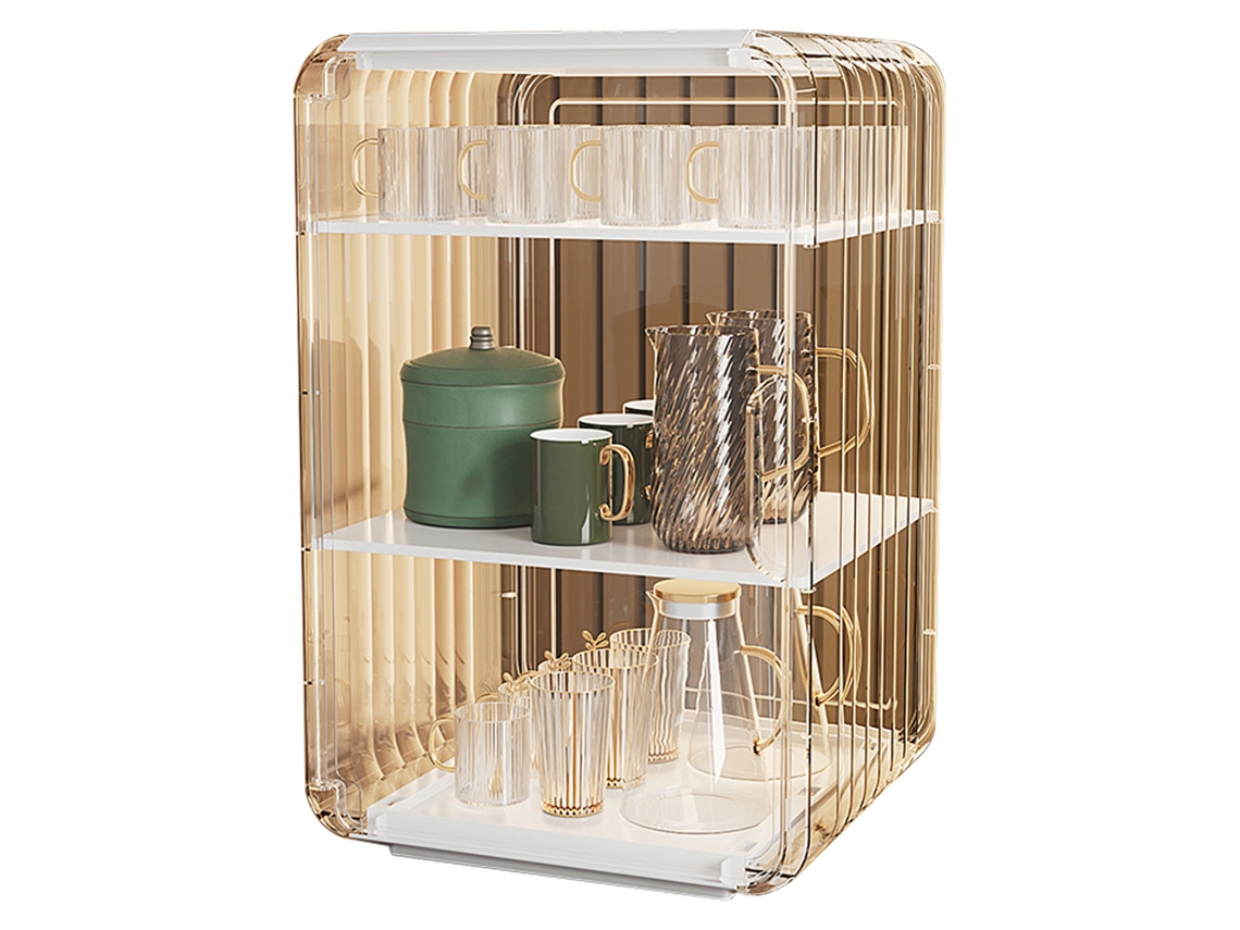 Porta copos plástico transparente, protetor contra poeira, empilhável, para armário e mesa, branco | S/MARCA