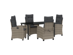 Conjunto 5 De Jantar De Jardim Com Almofadas Vidaxl Cinza Polivime
