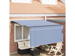 Vidaxl Toldo Retrátil Azul E Branco 300 X 250 Cm Poliéster E Alumínio