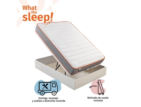 Pack de colchão de visco soja Rock e Sommier Articulado com arrumação branco|altura 26cm, 135x190cm. GRÁTIS: Entrega, montagem e remoção do antigo