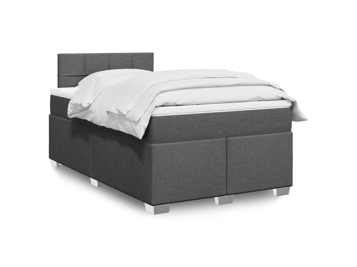 Vidaxl Cama Boxspring Com Colchão 120x190 Cm Tecido Cinzento-escuro