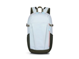 Mochila (azul claro) para atividades ao ar livre/caminhadas, simples e práticas.