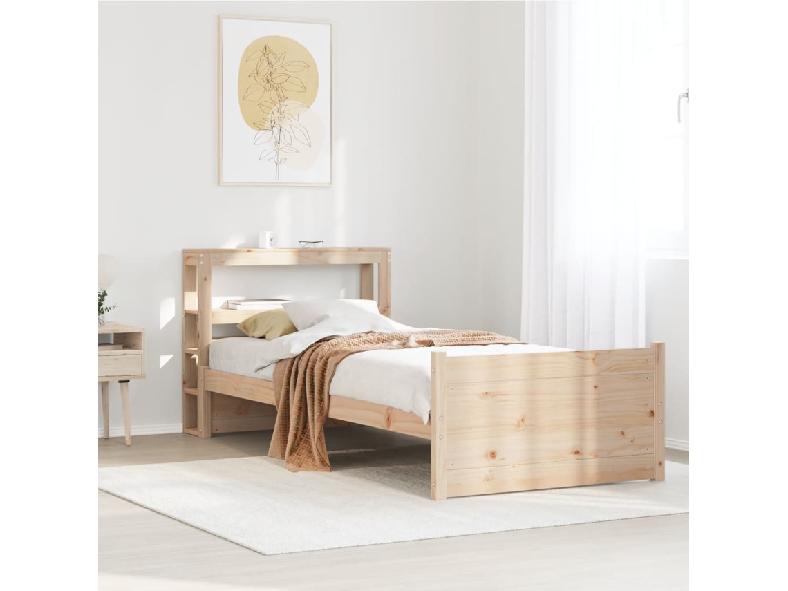 Estrutura De Cama Com Cabeceira 75x190 Cm Pinho Maciço