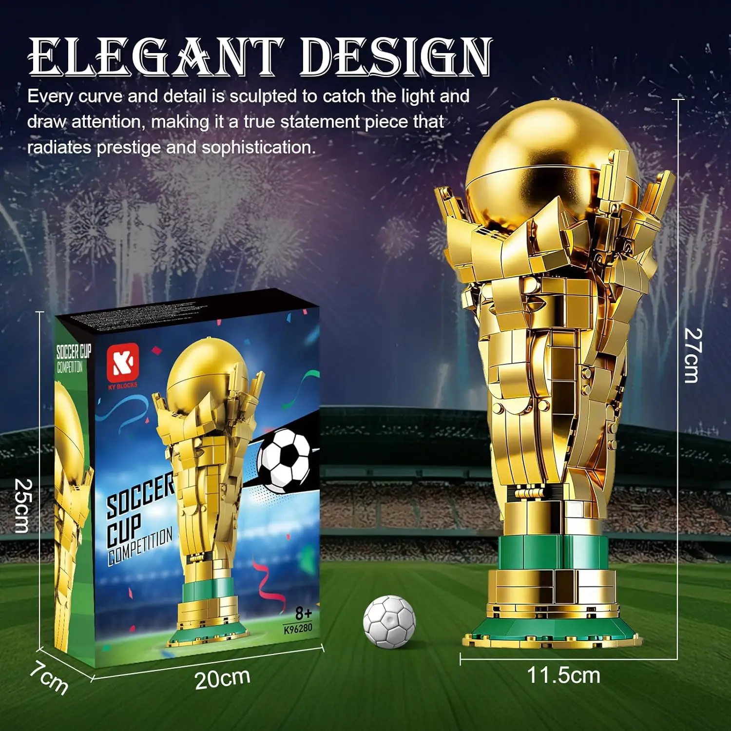 Conjunto Para Montar Troféu De Futebol, Item De Colecionador Ideal Para Exibição Em Mesa De Escritório.