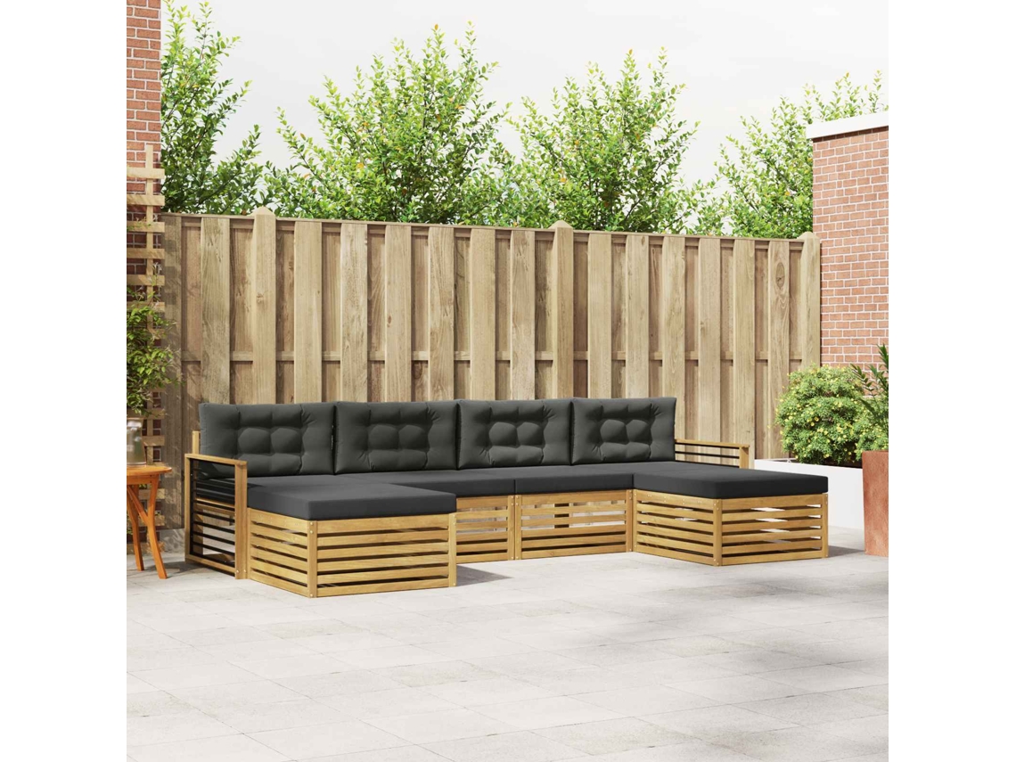 Vidaxl Conjunto De Sofás Para Exterior 6 Unid. Branco E Antracite