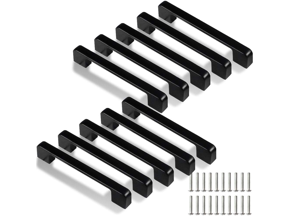 Conjunto De 10 Puxadores De Cozinha Pretos 128mm Para Portas,gavetas E Armários Btforus
