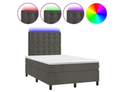 Conjunto 1 Cama Box Spring Vidaxl Cinzeto Veludo (193 X 123 X 128 Cm)