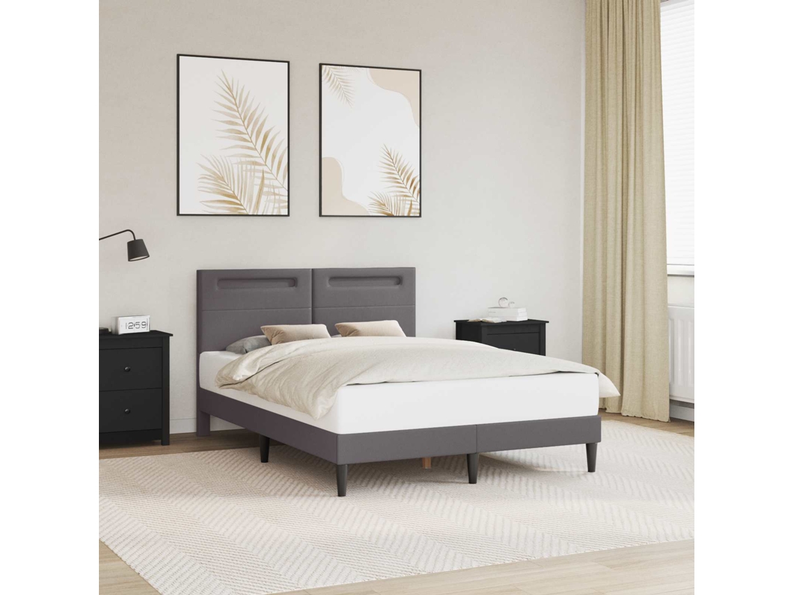 Vidaxl Estrutura Da Cama Cinzento 140 X 200 Cm Couro Sintético