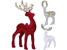 Conjunto 3 Estatuetas Veados Flocadas Pvc Tecido Fáceis Pendurar Perfeitas Decoração Natal Estar Escritório GOKOCO