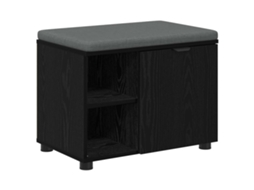 Banco de Hall com Almofada Liso Carvalho Preto 60x38x46 cm MAISON EXCLUSIVE