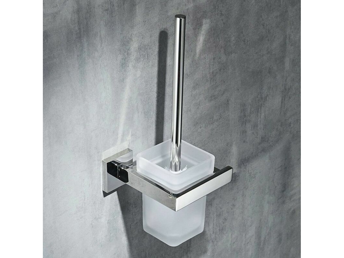 Suporte de parede para escova, aço inox e vidro, 34cm AQUAFORGE