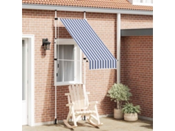 Vidaxl Toldo Retrátil Manual 100 Cm Riscas Azuis E Brancas