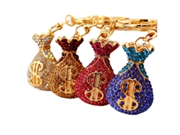 Chaveiro Com Símbolo De Dólar, Pedras De Cristal Brilhantes, Presente Criativo, Acessórios Aquaforge