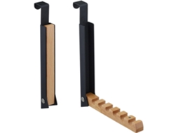 Prateleira para Casaco de Porta Dobrável, 2 Peças, com 6 Cabides, Preto ZYBLSSBB