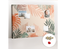 Quadro De Cortiça Com Impressão Folhas Botânicas Para O Corredor Espelharte (70x100 Cm)