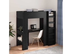 Vidaxl Estrutura De Cama Loft Com Mesa Carvalho Preto 75 X 190 Cm