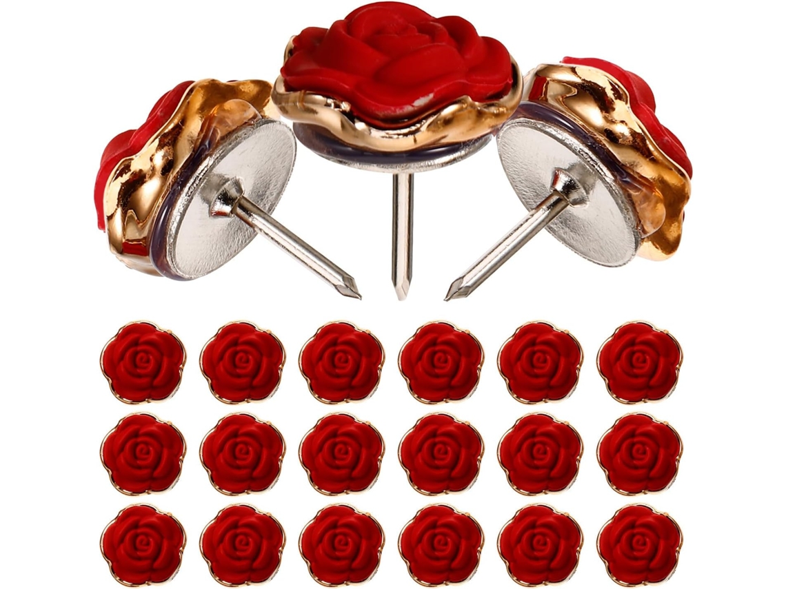Tidtaleo Rosa Vermelha Alfinetes, 30 unidades, leve e multifuncional, decorações em resina e metal para quadros.