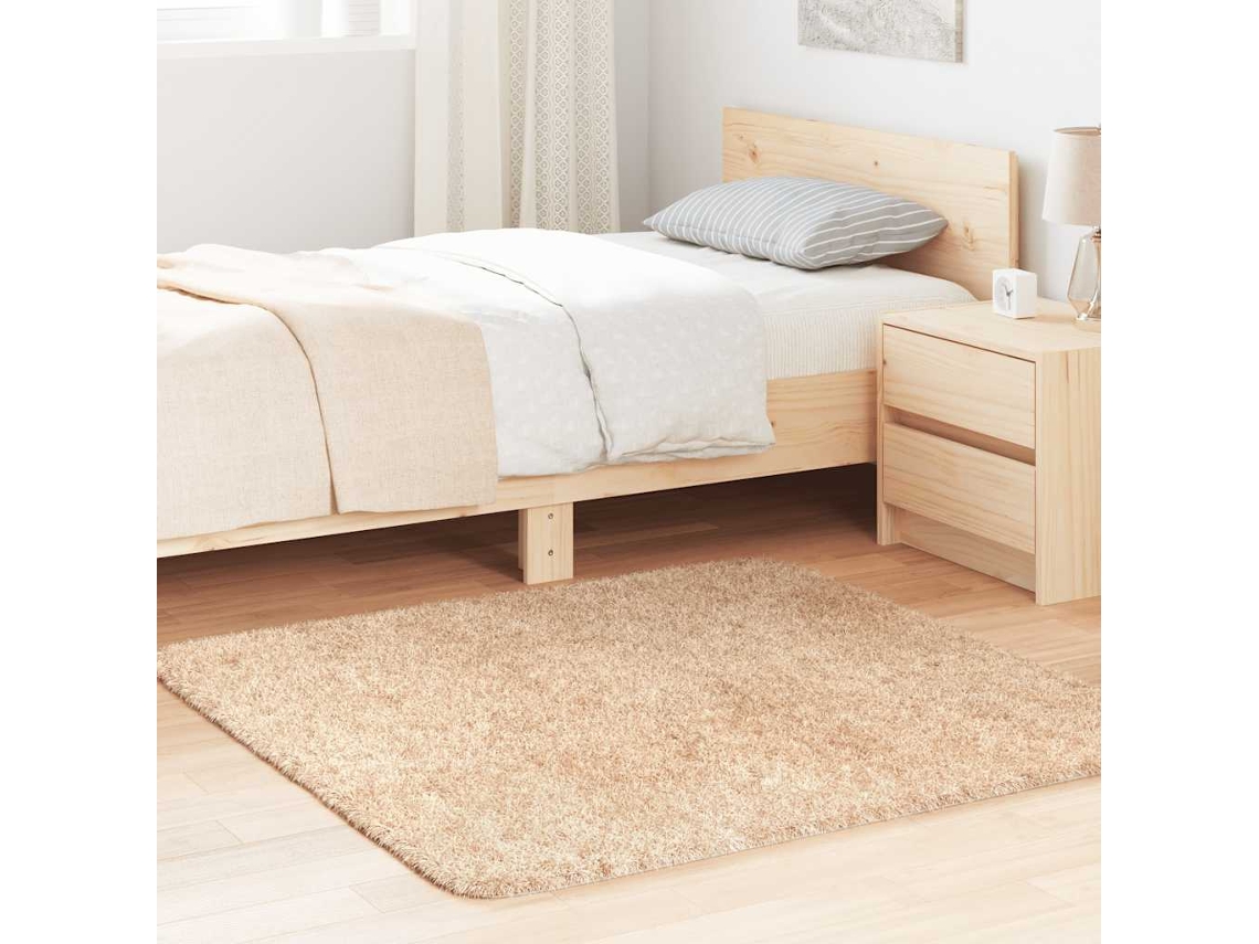 Vidaxl Tapete Shaggy De Pelo Alto Navarra 120x120 Cm Poliéster Bege