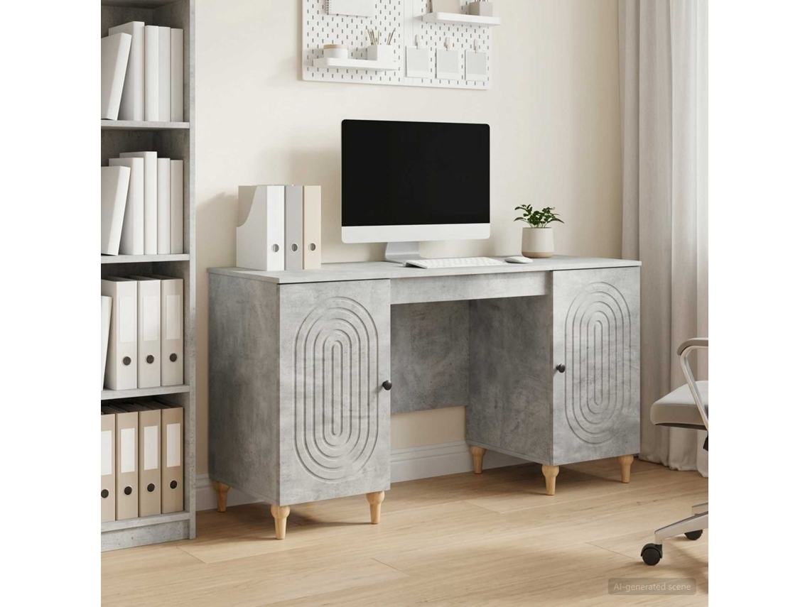 Vidaxl Mesa Cinzento Cimento 142,5 X 50 X 75 Cm Derivados De Madeira