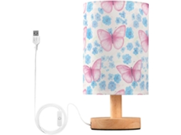 Abajur De Cabeceira Com Borboleta Em Aquarela, Com Porta Usb, Sem Necessidade De Lâmpada, Luz Led Quente Para Quarto