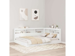 Vidaxl Cama Com Estante Branco 150 X 200 Cm Derivados De Madeira